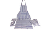 Blue Stripe Cotton Apron Set