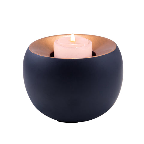 Concrete Metallic Round Candle Holder