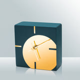 Concrete Teal Metallic Table Clock