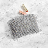 Rabbit Faux Fur Foil Print Zipper Bag